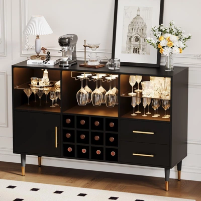 Modern Wood Coffee Bar With Storage, Sideboard Buffet Cabinet For Living Room, Dining Room, Apartments 3 Modern Wood Coffee Bar With Storage, Sideboard Buffet Cabinet For Living Room, Dining Room, Apartments