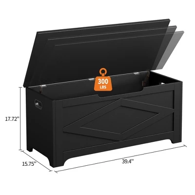 Jojoka 39.4" Storage Chest, Wooden Storage Bench With Safety Hinges, Easy Assembly, Large Toy Chest For Entryway 4 Jojoka 39.4" Storage Chest, Wooden Storage Bench With Safety Hinges, Easy Assembly, Large Toy Chest For Entryway - Image 2