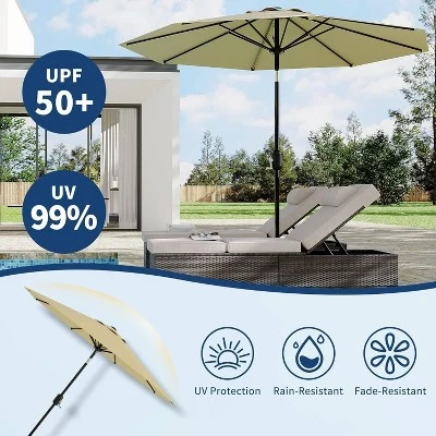 Jojoka 10FT Patio Umbrella With 8 Sturdy Ribs,Table Umbrella With Push Button Tilt And Crank 5 Jojoka 10FT Patio Umbrella With 8 Sturdy Ribs,Table Umbrella With Push Button Tilt And Crank - Image 3