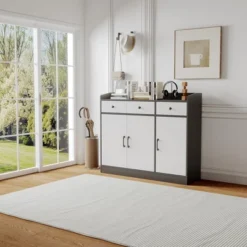 42.5" Sideboard Buffet Cabinet With Storage, Wooden Kitchen Storage Cabinet With Adjustable Shelf, Modern Coffee Bar Buffet Table -House Beautiful GUEST da8f4bc3 5e9f 48ce b464 06c11f37f4ef