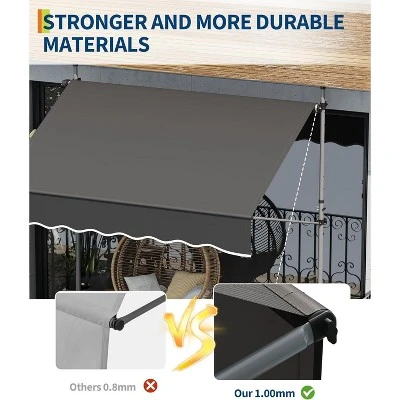 118’’x67’’ Manual Retractable Awning, Freestanding Patio Awning With Crank Handle 7 118’’x67’’ Manual Retractable Awning, Freestanding Patio Awning With Crank Handle - Image 5