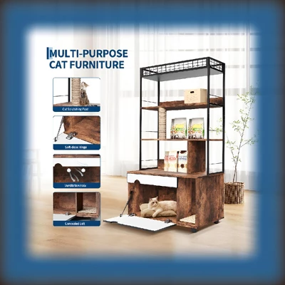 Cat Litter Box Enclosure With Storage Shelves, Hidden Litter Box Furniture With Shelves 10 Cat Litter Box Enclosure With Storage Shelves, Hidden Litter Box Furniture With Shelves - Image 8