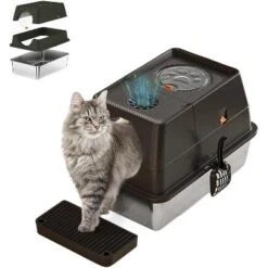 Large Stainless Steel Enclosed Cat Litter Box With Lid, Metal Kitty Litter Box With Flip Cover, Removable Top And Litter Scooper 16 Large Stainless Steel Enclosed Cat Litter Box With Lid, Metal Kitty Litter Box With Flip Cover, Removable Top And Litter Scooper -House Beautiful GUEST daec39f4 98a5 4c2f 936c 77f6d49ee5dd
