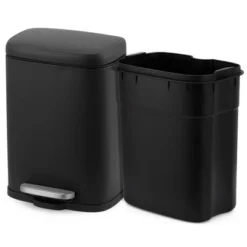 12 Liter 3.2 Gallon Stainless Steel Trash Can, Soft Close Lid, Child Proof Step On Pedal, Black For Kitchen & Home -House Beautiful GUEST daf583eb e772 4c87 be5b de7dcbdbb7f1