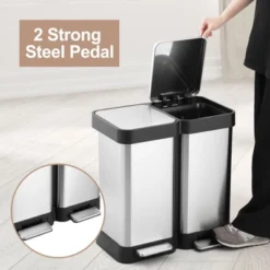 13 Gallon Dual Trash & Recycling Bin - Fingerprint Proof Stainless Steel, Double Lid, Hands-Free Step, Space-Saving Design 15 13 Gallon Dual Trash & Recycling Bin - Fingerprint Proof Stainless Steel, Double Lid, Hands-Free Step, Space-Saving Design -House Beautiful GUEST daf625a0 0fc8 456d 9a7a a96b34fc96ca