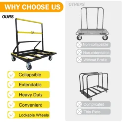 Folding Drywall Cart, Heavy Duty 2200 Lbs Panel Dolly With Extended Deck, Adjustable Casters, Sheetrock Handling Truck -House Beautiful GUEST db17c083 c47c 48ce b175 db2f6f69dda2