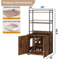 Cat Litter Box Enclosure With Shelf Storage, Enclosed Litter Box