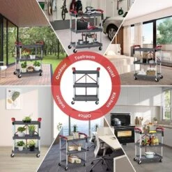 3 Tier Portable Collapsible Service Cart, Foldable Rolling Utility Cart With 360¡ã Swivel Wheels, 2 Brakes, For Home Office Garage, Grey 12 3 Tier Portable Collapsible Service Cart, Foldable Rolling Utility Cart With 360¡ã Swivel Wheels, 2 Brakes, For Home Office Garage, Grey -House Beautiful GUEST db9ab324 dd51 4967 809a 2da216e32fcf