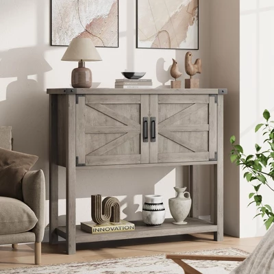 Farmhouse Entryway Table With 2-Door, Console Table With Storage Shelf, Sofa Tables Buffet Sideboard 10 Farmhouse Entryway Table With 2-Door, Console Table With Storage Shelf, Sofa Tables Buffet Sideboard - Image 8