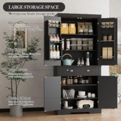 Jojoka 72''Kitchen Pantry Cabinet,Tall Storage Cabinet With 4 Doors And 1 Drawer,Cupboard With 6 Hanging Shelves -House Beautiful GUEST dc228599 ebea 496f b880 352976e943d5