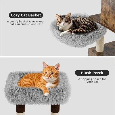 59-Inch Tall Modern Cat Tree With Hidden Litter Box Enclosure – 2-in-1 Cat Tower With Wood House, Scratching Posts, Caves & Washable Cushions 5 59-Inch Tall Modern Cat Tree With Hidden Litter Box Enclosure – 2-in-1 Cat Tower With Wood House, Scratching Posts, Caves & Washable Cushions - Image 3