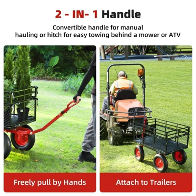 880/1400 Lbs Steel Garden Cart, Heavy Duty Steel Garden Dump Cart Utility Wagon With 10" Wheels Removable Sides For Farm Yard 7 880/1400 Lbs Steel Garden Cart, Heavy Duty Steel Garden Dump Cart Utility Wagon With 10" Wheels Removable Sides For Farm Yard - Image 5