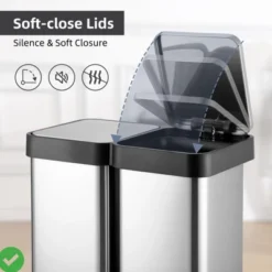 Kitchen Trash Can 2 X 7.93 Gal (2 X 30L) Dual Trash Can With Recycle Bin Stainless Steel Garbage Can -House Beautiful GUEST ddecb1f7 c9e0 48c2 9883 6e3d092aa5eb
