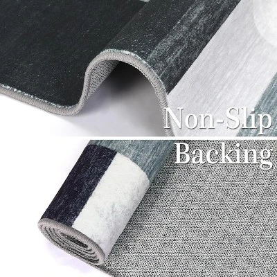 2x6 FT Machine Washable Runner Rug,Modern Geometric Low Pile Non-Slip Hallway, Entryway, Kitchen & Laundry Area Rug, Grey 8 2x6 FT Machine Washable Runner Rug,Modern Geometric Low Pile Non-Slip Hallway, Entryway, Kitchen & Laundry Area Rug, Grey - Image 6