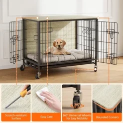 Dog Crate Furniture For Medium Dogs, 32.5" L X 21.9" W X 25.2" H Indoor Kennel With Double Doors, Wheels & Removable Tray 15 Dog Crate Furniture For Medium Dogs, 32.5" L X 21.9" W X 25.2" H Indoor Kennel With Double Doors, Wheels & Removable Tray -House Beautiful GUEST ddfcab5d 190c 4cf9 8511 755608d50e1d