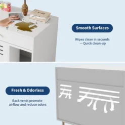 Cat Litter Box Enclosure - Hidden Litter Box Furniture With 2 Compartments, Scratching Mat, Double-Door Storage Cabinet -House Beautiful GUEST de607d2d e176 47b9 8bd4 a326274dbdd8