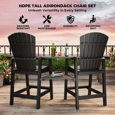 Outdoor Recycled Poly Adirondack Barstools With Connecting Tray, Patio High Adirondack Chairs 8 Outdoor Recycled Poly Adirondack Barstools With Connecting Tray, Patio High Adirondack Chairs - Image 6