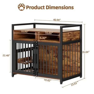 Indoor Dog Crate Furniture With Storage Shelf & Anti-Chew Design - Kennel For Small To Large Dogs 3 Indoor Dog Crate Furniture With Storage Shelf & Anti-Chew Design - Kennel For Small To Large Dogs