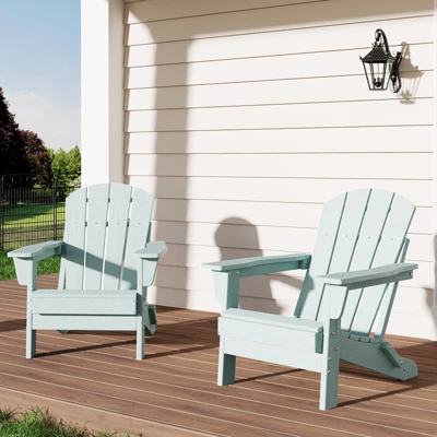Folding Adirondack Chairs Set Of 2, HDPE Plastic Outdoor Chairs With Wood Texture - 380Lbs & Weather Resistant 11 Folding Adirondack Chairs Set Of 2, HDPE Plastic Outdoor Chairs With Wood Texture - 380Lbs & Weather Resistant - Image 9