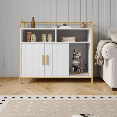 Cat Litter Box Enclosure, Wooden Cat Washroom Furniture With Barn Door, Hidden Litter Box Cover, Dog Proof Feline Litter Boxes, Kitty House 10 Cat Litter Box Enclosure, Wooden Cat Washroom Furniture With Barn Door, Hidden Litter Box Cover, Dog Proof Feline Litter Boxes, Kitty House - Image 8