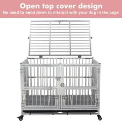 48 Inch Heavy Duty Dog Crate - Stainless Steel Kennel With Wheels, Double Door & Small Door Design, Removable Tray & Sturdy Locks, Silver 16 48 Inch Heavy Duty Dog Crate - Stainless Steel Kennel With Wheels, Double Door & Small Door Design, Removable Tray & Sturdy Locks, Silver -House Beautiful GUEST df01464f ca84 435a 963a ee0c94a14bad