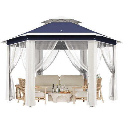 Outdoor Patio Gazebo 13'x13' With Expansion Bolts, Heavy Duty Party Tent & Shelter With 6 Zippered Mesh Netting For Backyard 3 Outdoor Patio Gazebo 13'x13' With Expansion Bolts, Heavy Duty Party Tent & Shelter With 6 Zippered Mesh Netting For Backyard
