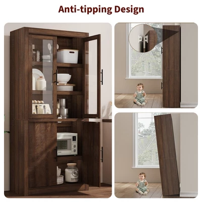 Tall Kitchen Pantry, Pantry Storage Cabinet & Adjustable Shelves, Farmhouse Freestanding Pantry Cupboard & Large Storage Space 10 Tall Kitchen Pantry, Pantry Storage Cabinet & Adjustable Shelves, Farmhouse Freestanding Pantry Cupboard & Large Storage Space - Image 8