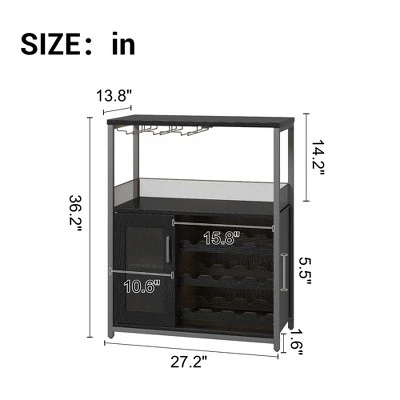 3-Tier Industrial Wine Bar Cabinet With Detachable Wine Rack, Drawer, Glass Holder & Mesh Doors Durable Sideboard And Buffet Storage, Brown 3 3-Tier Industrial Wine Bar Cabinet With Detachable Wine Rack, Drawer, Glass Holder & Mesh Doors Durable Sideboard And Buffet Storage, Brown
