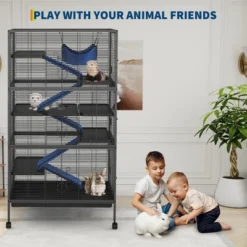 59" 6-Tier Small Animal Cage - Rolling Critter Nation Habitat For Ferrets/Chinchillas/Rabbits W/Ramps & Platforms, Black 13 59" 6-Tier Small Animal Cage - Rolling Critter Nation Habitat For Ferrets/Chinchillas/Rabbits W/Ramps & Platforms, Black -House Beautiful GUEST dffe228d b012 4738 a1cf bfb546f2393d