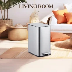 Slim Stainless Steel Step Trash Can, Soft Close Lid, Removable Inner Bucket, Narrow Garbage Bin For Bathroom, Kitchen, Office 16 Slim Stainless Steel Step Trash Can, Soft Close Lid, Removable Inner Bucket, Narrow Garbage Bin For Bathroom, Kitchen, Office -House Beautiful GUEST e0a76e32 7fed 4330 a540 d608ab9dca69