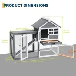 Jojoka Pet Large Rabbit Hutch, Wooden Bunny Cage With Pull-Out Tray, Ramp, Lockable Doors, Outdoor Indoor Small Animal Coop
