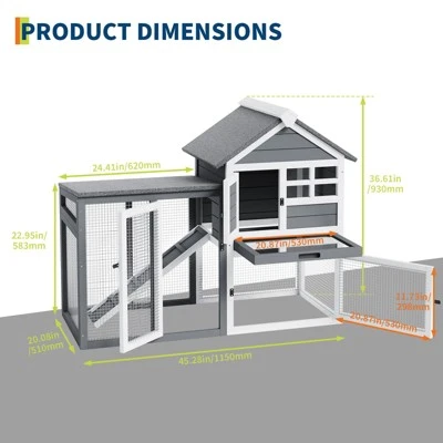 Jojoka Pet Large Rabbit Hutch, Wooden Bunny Cage With Pull-Out Tray, Ramp, Lockable Doors, Outdoor Indoor Small Animal Coop 3 Jojoka Pet Large Rabbit Hutch, Wooden Bunny Cage With Pull-Out Tray, Ramp, Lockable Doors, Outdoor Indoor Small Animal Coop