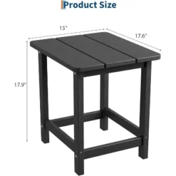 Outdoor HDPE Square Side Table - Adirondack Style Patio End Table For Pool, Beach - Weather Resistant & Easy Setup