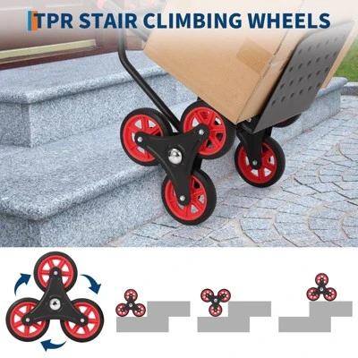 Stair Climbing Dolly - Heavy Duty Stair Climber Hand Truck With 6 Wheels & Telescoping Handle, 2 Elastic Ropes - Folding Trolley Cart 6 Stair Climbing Dolly - Heavy Duty Stair Climber Hand Truck With 6 Wheels & Telescoping Handle, 2 Elastic Ropes - Folding Trolley Cart - Image 4