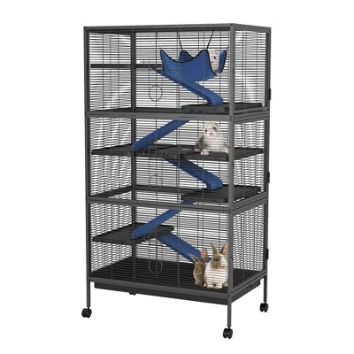 59" 6-Tier Small Animal Cage - Rolling Critter Nation Habitat For Ferrets/Chinchillas/Rabbits W/Ramps & Platforms, Black 9 59" 6-Tier Small Animal Cage - Rolling Critter Nation Habitat For Ferrets/Chinchillas/Rabbits W/Ramps & Platforms, Black - Image 7