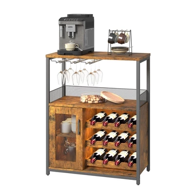 Corner Wine Rack, 3-Tier Freestanding Bar Cabinet For Kitchen, Living Room - 69x35x92cm With Glass Holder & Mesh Door 10 Corner Wine Rack, 3-Tier Freestanding Bar Cabinet For Kitchen, Living Room - 69x35x92cm With Glass Holder & Mesh Door - Image 8