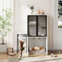 Cat Litter Box Enclosure With Door - Double Layer Cat House With Hammock, Ladder And Scratching Posts, Hidden Enclosed Litter Box Storage Furniture 21 Cat Litter Box Enclosure With Door - Double Layer Cat House With Hammock, Ladder And Scratching Posts, Hidden Enclosed Litter Box Storage Furniture -House Beautiful GUEST e1c140c7 bfba 4784 98fd 7c8131e2e8b0