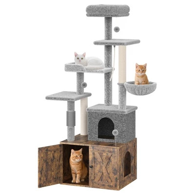 Cat Tree With Litter Box Enclosure, Hidden Cat Washroom Furniture,All-in-One Indoor Kitten House 10 Cat Tree With Litter Box Enclosure, Hidden Cat Washroom Furniture,All-in-One Indoor Kitten House - Image 8