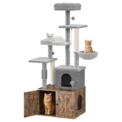 All-in-One Cat Tree W/Litter Box Enclosure - Modern Cat Tower W/Scratching Posts, Hammock, Condo & Hidden Storage -House Beautiful GUEST e25b50be 56eb 434d ae16 f90024b380e4
