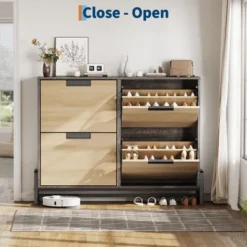 Shoe Cabinet Storage For Entryway, Narrow Shoe Organizers With 4 Flip Drawers, Freestanding With Metal Legs, Large Shoe Rack With Adjustable Shelves 16 Shoe Cabinet Storage For Entryway, Narrow Shoe Organizers With 4 Flip Drawers, Freestanding With Metal Legs, Large Shoe Rack With Adjustable Shelves -House Beautiful GUEST e293208f 817e 42a9 94eb 473973a1b0c6