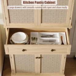 Jojoka Kitchen Pantry Cabinet,72'' Tall Freestanding Kitchen Food Pantry Cabinet With A Drawer,Rattan Doors,Natural 13 Jojoka Kitchen Pantry Cabinet,72'' Tall Freestanding Kitchen Food Pantry Cabinet With A Drawer,Rattan Doors,Natural -House Beautiful GUEST e3372456 ca31 492f afd3 f69e441ac42d