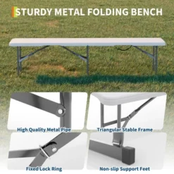 Portable Folding Bench 6 Foot, Plastic Foldable Bench HDPE BenchTop With Carrying Handle For Outdoor Picnic Camping Party Sports Activities 15 Portable Folding Bench 6 Foot, Plastic Foldable Bench HDPE BenchTop With Carrying Handle For Outdoor Picnic Camping Party Sports Activities -House Beautiful GUEST e343ffdd 1d5b 4103 b575 ac0f3c1fd7f7 1