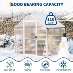 6x6FT Walk In Polycarbonate Greenhouses With Enhanced Aluminum Frame And Roof Vent For Outdoors And Seasons Garden Planting Silver 15 6x6FT Walk In Polycarbonate Greenhouses With Enhanced Aluminum Frame And Roof Vent For Outdoors And Seasons Garden Planting Silver -House Beautiful GUEST e35e41a5 b1a3 45b3 bb9d 0dd3086f28f4