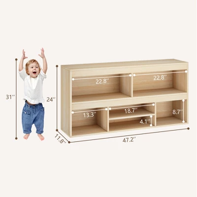 Kids Storage Organizer With Drawer, Toy Storage Shelf, 5 Cubes Storage Organizer, Wooden Storage Cabinet For Playroom 3 Kids Storage Organizer With Drawer, Toy Storage Shelf, 5 Cubes Storage Organizer, Wooden Storage Cabinet For Playroom
