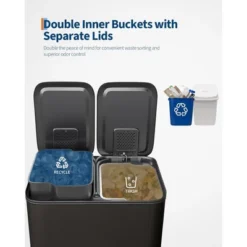 Dual Trash Can With Foot Pedal & Soft-Close Lid, Stainless Steel Double Trash Can Kitchen 10 Dual Trash Can With Foot Pedal & Soft-Close Lid, Stainless Steel Double Trash Can Kitchen -House Beautiful GUEST e3aff698 c5b4 45dd 862c cf7efcf37317 1