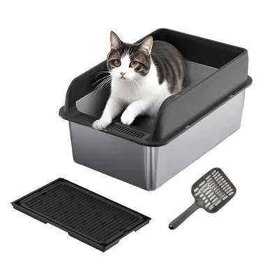 XL Stainless Steel Litter Box With Lid, Litter Box For Big Cats With Sifter Scoop And Double Layer Litter Mat, 8" Deep Metal Cat Litter Box 8 XL Stainless Steel Litter Box With Lid, Litter Box For Big Cats With Sifter Scoop And Double Layer Litter Mat, 8" Deep Metal Cat Litter Box - Image 6
