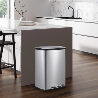 50L/13Gal Heavy Duty Hands-Free Stainless Steel Kitchen Trash Can, Commercial Rectangular Kitchen Waste Bin 9 50L/13Gal Heavy Duty Hands-Free Stainless Steel Kitchen Trash Can, Commercial Rectangular Kitchen Waste Bin - Image 7