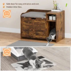 Cat Litter Box Enclosure With Top Opening & Cushion, Wooden Cat Washroom Furniture With Storage – 23" L X 19" W X 16" H, Grey 16 Cat Litter Box Enclosure With Top Opening & Cushion, Wooden Cat Washroom Furniture With Storage – 23" L X 19" W X 16" H, Grey -House Beautiful GUEST e500e2dd 409e 41d3 bc5e e8e303f7b8b7
