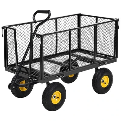 1100 Lbs Steel Garden Cart, Heavy Duty Metal Garden Wagon With 10" Wheels, All-Terrain Wagon With 180° Rotating Handle & Removable Sides 3 1100 Lbs Steel Garden Cart, Heavy Duty Metal Garden Wagon With 10" Wheels, All-Terrain Wagon With 180° Rotating Handle & Removable Sides
