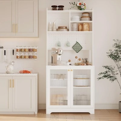 71" Kitchen Pantry Cabinet, Wooden Tall Sideboard Buffet Cabinet With Microwave Stand 10 71" Kitchen Pantry Cabinet, Wooden Tall Sideboard Buffet Cabinet With Microwave Stand - Image 8